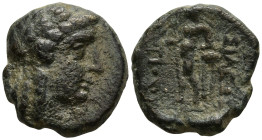 SELEUKID KINGDOM. Antiochos III 'the Great' (222-187 BC). Sardes
AE Bronze (15.1mm 3.15g)
Obv: Laureate head of Apollo right
Rev: ΒΑΣΙΛΕΩΣ ANTIOXOY...