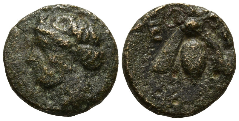 IONIA. Ephesos. (Circa 375-325 BC)
AE Bronze (11.3mm 1.19g)
Obv: Female head l...