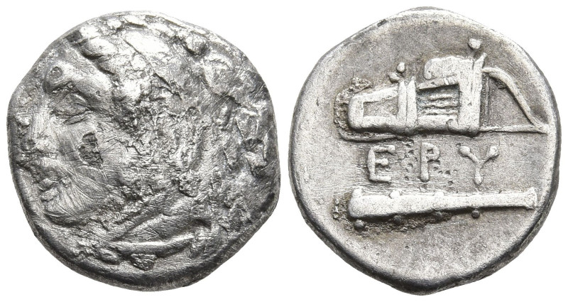 IONIA.Erythrai (circa 330-300 BC).
AR Hemidrachm (11.9mm 1.63g)
Obv : Head of ...