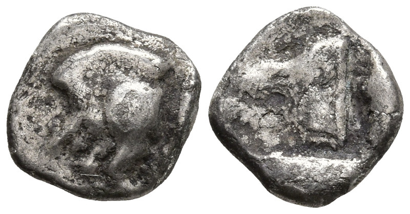 MYSIA. Kyzikos (Circa 450-400 BC)
AR Hemiobol (8.5mm 0.47g)
Obv: Forepart of b...