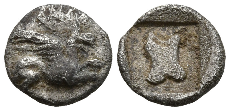 IONIA. Teos. (Circa 5th Century BC).
AR Tetartemorion (6.7mm 0.21g)
Obv: Griff...