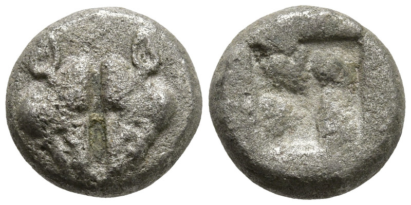 LESBOS. Uncertain mint. (Circa 500-450 BC).
BI 1/12 Stater (10mm 1.2)
Obv: Con...