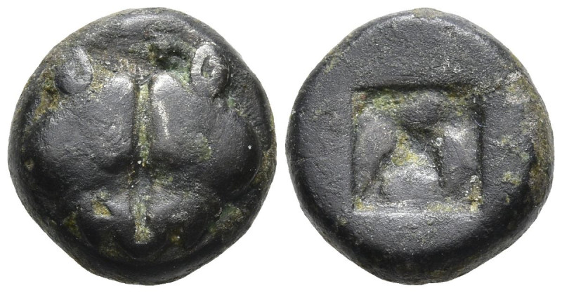 LESBOS. Uncertain mint. (Circa 500-450 BC).
BI 1/12 Stater (10.1mm 1.41g).
Obv...