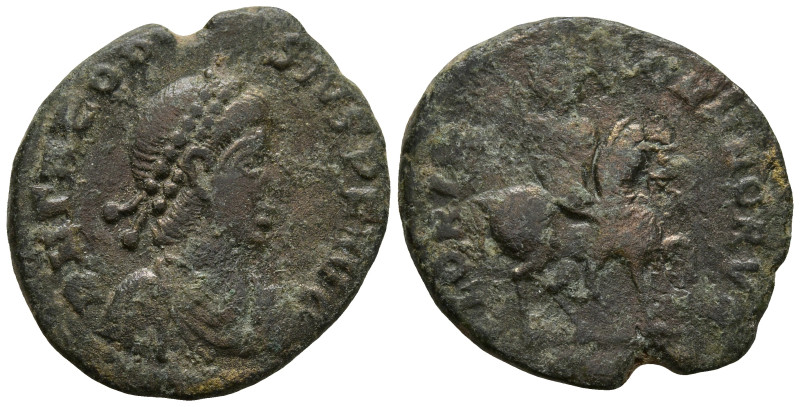 Theodosius I (379-395 AD)
AE Follis (16.1mm 1.96g)
Obv: D N THEODOSIVS P F AVG...