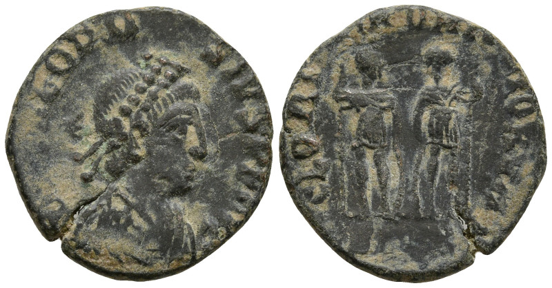 Theodosius I (379-395 AD).
AE Bronze (15.2mm 1.4g)