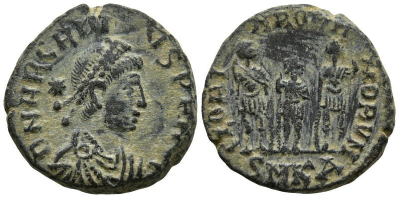 Arcadius (383-408 AD). Kyzikos
AE Follis (15mm 2.06g)
Obv: DN ARCADIVS PF AVG....