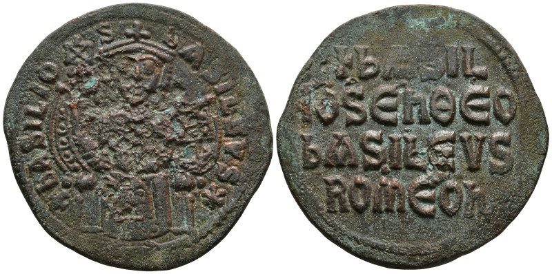 Basil I the Macedonian (867-886 AD). Constantinople
AE Follis (27.5mm 7.22g)
O...