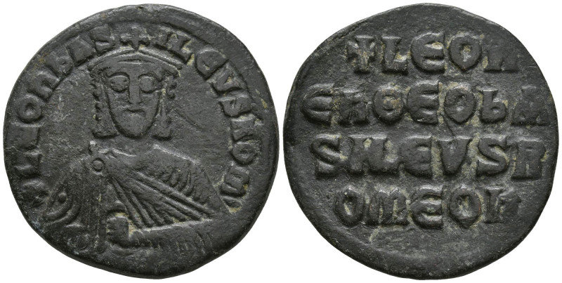 Leo VI the Wise (886-912 AD). Constantinople
AE Follis (26mm 6.821g)
Obv: + LЄ...