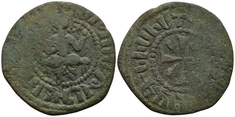 ARMENIA.Hetoum I (1226-1270 AD)
AE Tank (24.6mm 4.06g)
Obv : King seated facin...