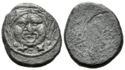 Etruria, Populonia 20 Asses III cent., AR 23.00 mm., 8.70 g.
Facing head of Metus, hair bound with diadem; on each side OX.:.XO. Rev. Blank. EC I, 54...