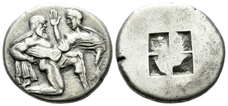 Island of Thrace, Thasos Stater circa 525-463, AR 22.00 mm., 8.33 g.
Naked ithy...