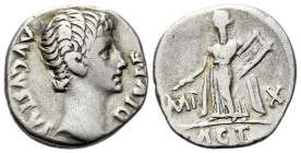 Octavian as Augustus, 27 BC – 14 AD Denarius Lugdunum 15-13, AR 17.00 mm., 3.75 g.
Bare head r. Rev. Apollo Citharoedus standing l., holding plectrum...