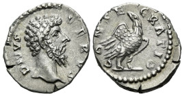 Divus Lucius Verus Denarius Rome after 169, AR 19.00 mm., 3.41 g.
Bare head r. Rev. Eagle standing r., head l. RIC M. Aurelius 596a. BMC 503. C 55.
...