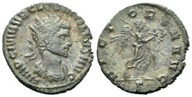Quintillus, 270 Antoninianus Rome 270, billon 19.00 mm., 3.18 g.
Radiate, draped and cuirassed bust r. Rev. Victory running r., holding wreath and pa...