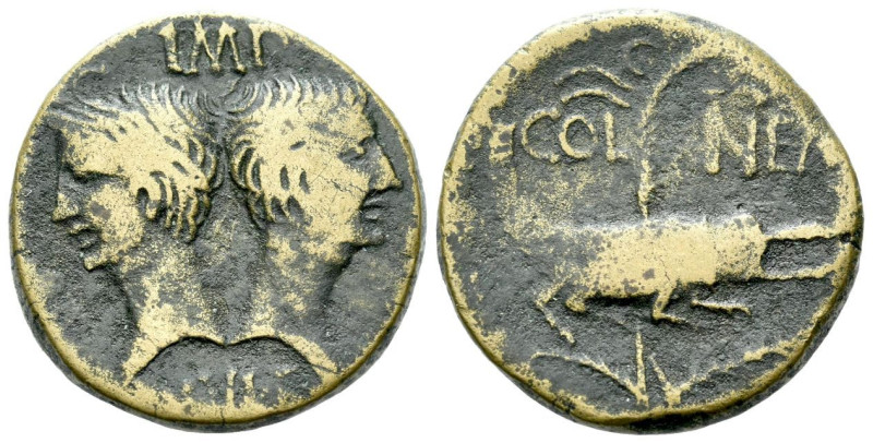 Octavian as Augustus, 27 BC – 14 AD As Nemausus circa 16/15-10, Æ 25.00 mm., 12....