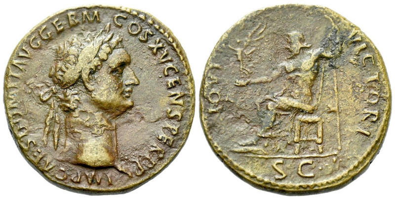 Domitian, 81-96 Sestertius Rome 90-91, Æ 33.00 mm., 22.73 g.
Laureate head r. R...