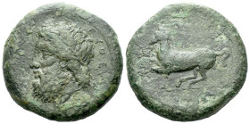 Sicily, Syracuse Dilitron circa 339-334, Æ 27.00 mm., 18.81 g.
Laureate head of Zeus Eleutherios l. Rev. Horse rearing l. Calciati 80. SNG ANS 533.
...