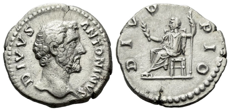 Divus A. Pius Denarius Rome After 161, AR 17.00 mm., 3.13 g.
Bare head r. Rev. ...