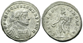 Diocletian, 284-305 Follis Londinium circa 300, Æ 26.00 mm., 9.76 g.
Laureate and cuirassed bust r. Rev. Genius standing l., holding patera and cornu...