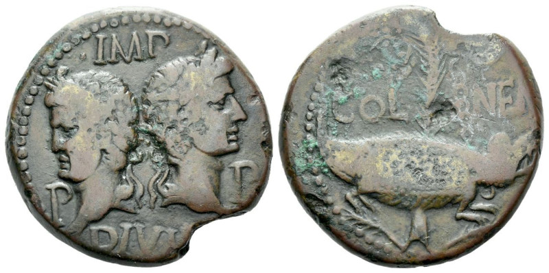 Octavian as Augustus, 27 BC – 14 AD As Nemausus circa 10-14, Æ 25.00 mm., 12.87 ...