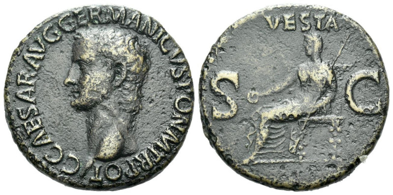 Gaius, 37-41 As Rome 37-38, Æ 0.00 mm., 10.65 g.
Bare head l. Rev. Vesta, diade...