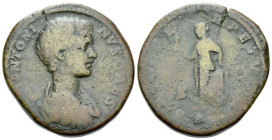 Caracalla caesar, 196-198 Sestertius Rome 196-197, Æ 31.00 mm., 23.78 g.
Bare-headed, draped and cuirassed bust r. Rv. Spes advancing l., holding flo...