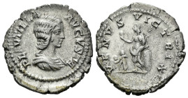 Plautilla, wife of Caracalla Denarius Rome circa 200-202, AR 19.00 mm., 3.07 g.
Draped bust r. Rev. Venus standing l. holding, shield, palm and apple...