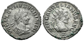 Aurelian and Vabalathus, 270-275 Antoninianus Antiochia 270-271, billon 20.00 mm., 3.52 g.
Radiate and cuirassed bust of Aurelian r. Rev. Laureate, d...