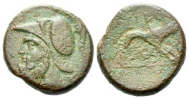 Sicily, The Mamertini Messana Unit III century BC, Æ 17.00 mm., 4.96 g.
Helmeted head of Adranos l. Rev. Hound standing r. Calciati 20. HGC 2, 880.
...