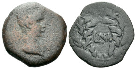 Egypt, Alexandria Octavian as Augustus, 27 BC – 14 AD Obol circa 11-12 (year 41), Æ 18.50 mm., 3.34 g.
Laureate head r. Rev. LMA within oak wreath. R...