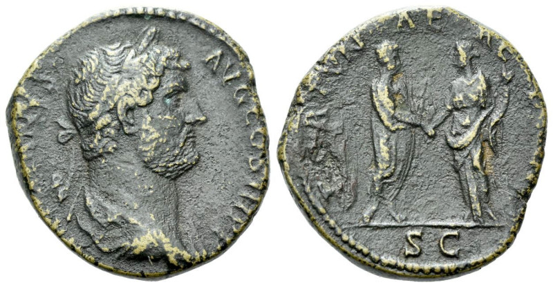 Hadrian, 117-138 As Rome 134-138, Æ 26.00 mm., 11.61 g.
Laureate and draped bus...