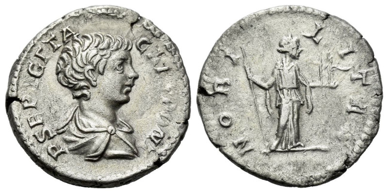 Geta caesar, 198-209 Denarius Rome circa 200-202, AR 17.00 mm., 3.32 g.
Bare-he...