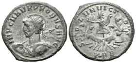Probus, 276-282 Antoninianus Serdica circa 276-282, billon 24.00 mm., 2.98 g.
Radiate, helmeted and cuirassed bust l., holding round shield and spear...