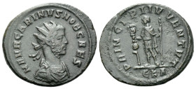 Carinus caesar, 282-283 Antoninianus Rome circa 282-283, billon 22.00 mm., 3.68 g.
Radiate and draped bust r. Rev. Caesar standing, holding standard ...