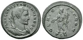 Constantine I, 307-337 Follis Londinium 307, Æ 25.00 mm., 7.04 g.
Laureate and cuirassed bust r. Rev. Genius standing l., wearing modius on head, loi...