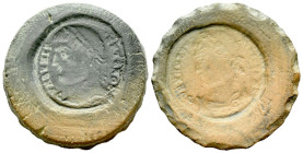 Constantine I, 307-337 Uncertain Counterfeiter's mold (Terracotta) IV century, Æ 27.00 mm., 3.59 g.

Very fine