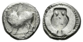 Lucania, Sybaris Triobol circa 510-475, AR 10.00 mm., 1.24 g.
[VM] Bull standing r., head l. Rev. Incuse amphora. SNG ANS 857. Historia Numorum Italy...