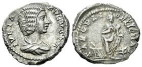 Julia Domna, wife of Septimius Severus Denarius Rome circa 193-211, AR 17.00 mm., 3.74 g.
Draped bust r. Rev. Isis, wearing peaked headdress, standin...