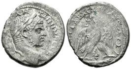 Caracalla, 198-217 Teradrachm Akko-Ptolemais circa 215-217, AR 27.00 mm., 11.62 g.
Laureate head r. Rev. Eagle standing facing, head turned r., holdi...