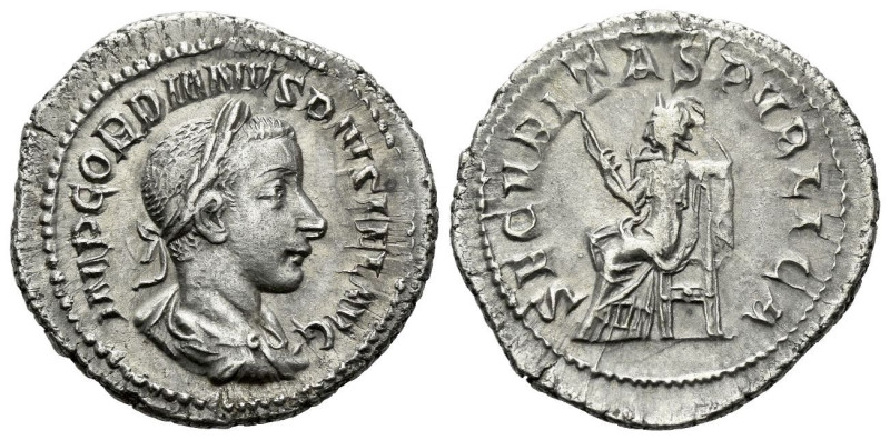 Gordian III, 238-244 Denarius Rome circa 240-244, AR 20.00 mm., 3.51 g.
Laureat...