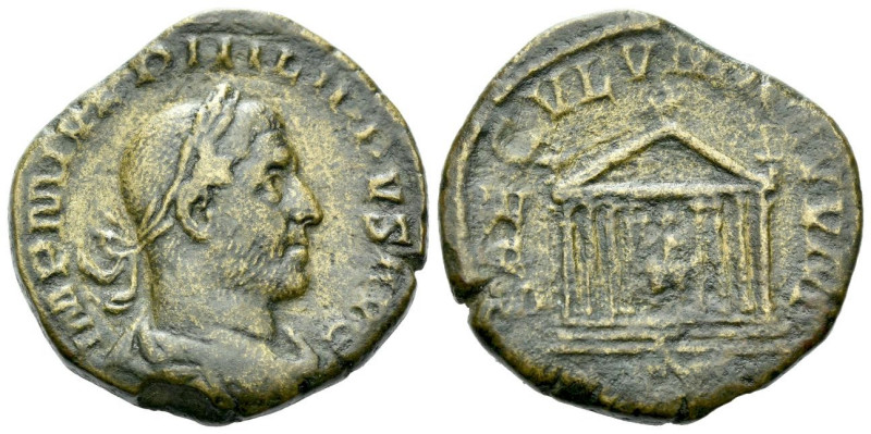 Philip I, 244-249 Sestertius Rome 249, Æ 27.00 mm., 15.55 g.
Laureate, draped, ...