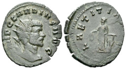 Claudius II Gothicus, 268-270 Antoninianus Rome 268-270, billon 22.00 mm., 3.09 g.
Radiate head r. Rev. Laetitia standing l., holding wreath and rudd...