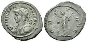 Probus, 276-282 Antoninianus Ticinum circa 276-282, billon 24.00 mm., 3.60 g.
Radiate, helmeted and cuirassed bust l., spear over right shoulder and ...