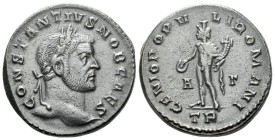 Constantius I Caesar, 293 – 305 Follis Treveri circa 298-299, Æ 25.00 mm., 9.10 g.
Laureate head r. Rev. The Genius of the Roman people standing faci...