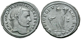 Maximinus II caesar, 305-309 Follis Antiochia 308, Æ 27.00 mm., 9.71 g.
Laureate head r. Rev. Genius standing l., holding patera and cornucopiae; in ...