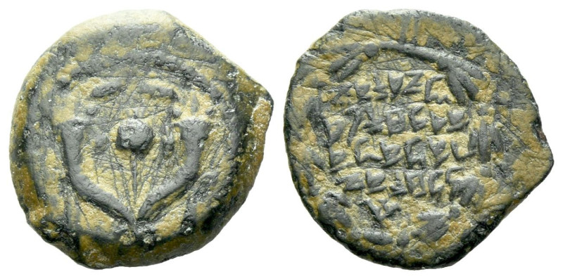 Judaea, John Hyrkanos I, 135-104 Jerusalem Prutah circa 135-104, Æ 14.00 mm., 2....