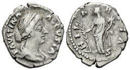 Faustina junior, daughter of Antoninus Pius and wife of Marcus Aurelius Denarius Rome circa 156-175, AR 18.00 mm., 3.23 g.
Draped bust r. Rev. Hilari...