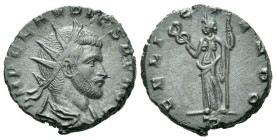 Claudius II Gothicus, 268-270 Antoninianus Mediolanum 268-270, billon 18.00 mm., 3.10 g.
Radiate and draped bust r. Rev. Felicitas standing l., holdi...