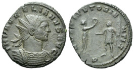 Aurelian, 270-275 Antoninianus Mediolanum 271, billon 20.00 mm., 4.36 g.
Radiate, draped and cuirassed bust r. Rev. Female figure standing r., holdin...
