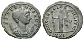 Severina, wife of Aurelian Antoninianus Rome circa 270-275, billon 23.00 mm., 3.41 g.
Diademed and draped bust r. on crescent. Rev. Concordia standin...